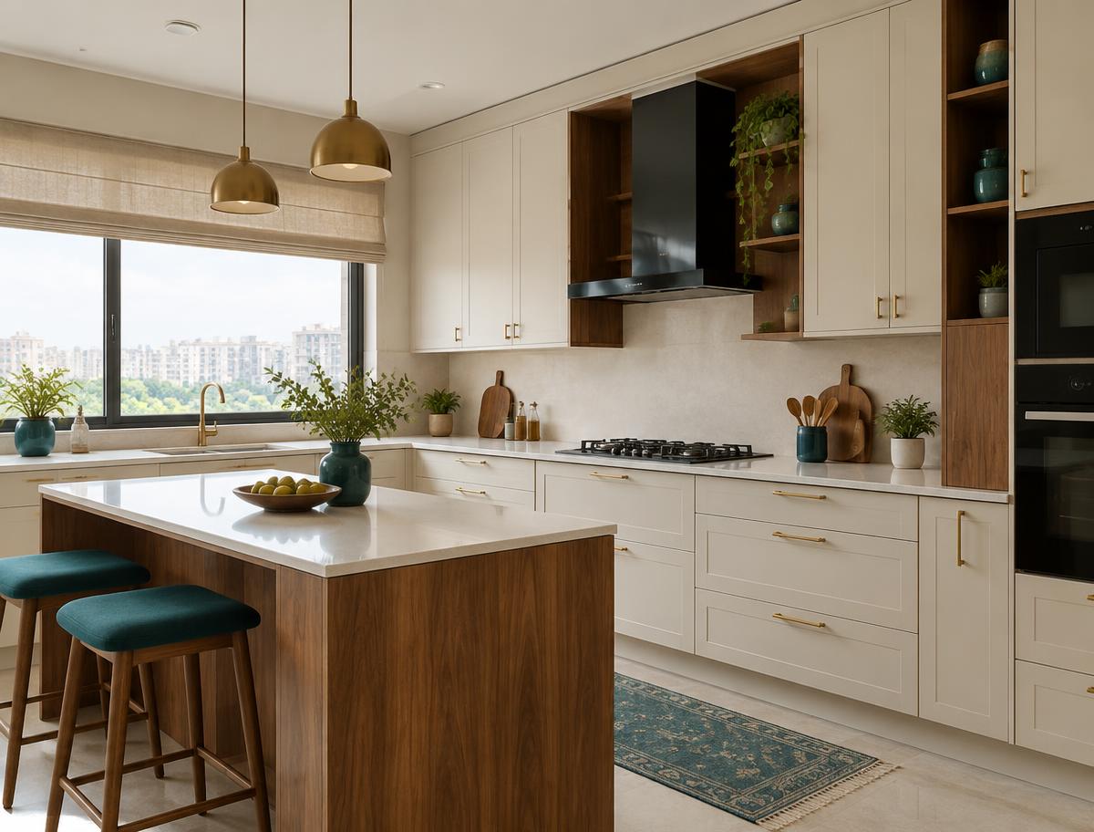 Warm contemporary modular kitchen design inspiration