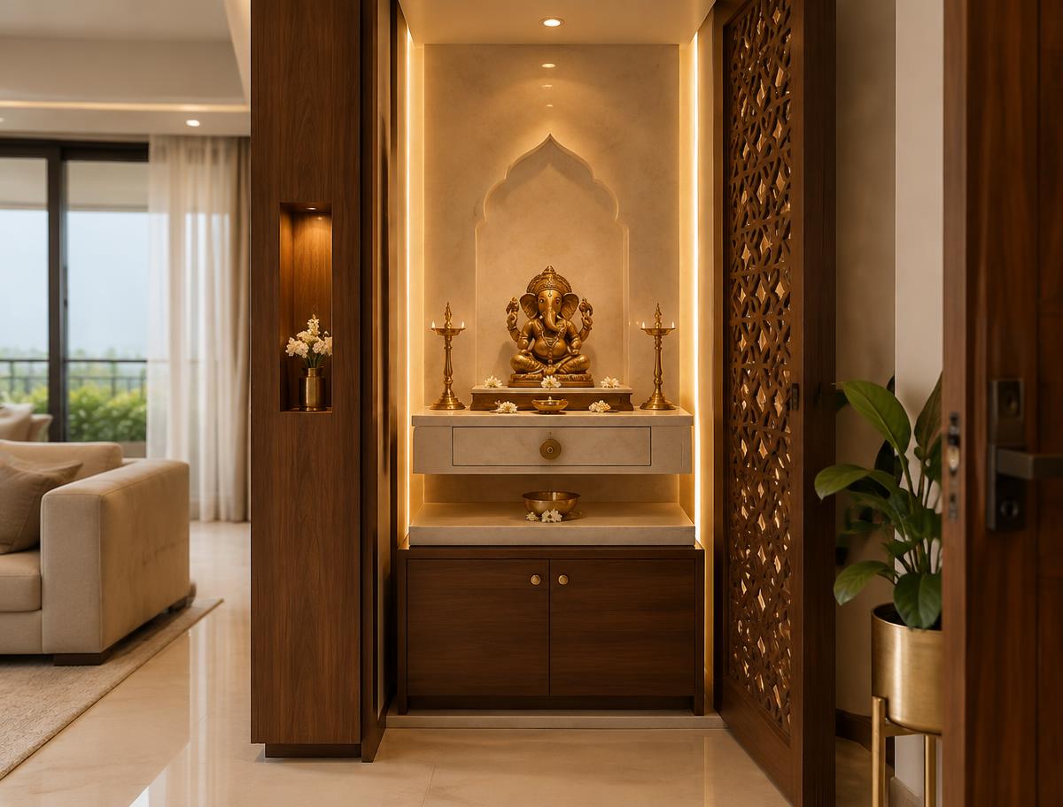 Modern Indian pooja unit design inspiration
